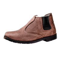 BOTINA COM ELÁSTICO COURO CAFÉ